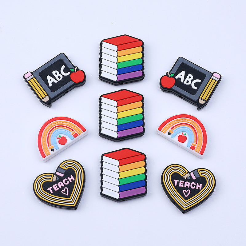Wholesale 20PCS Rainbow Pencil Blackboard DIY Silicone Beads
