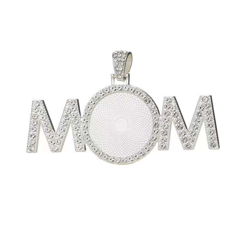 Wholesale 50pcs Alloy Sublimation Jewelry Blanks Diy Movable Head Diamond Necklace Pendant