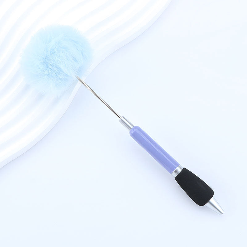 Wholesale 50pcs DIY Hair Ball Cute Girl Heart Furry Cute Round Beads Furry Plastic Beads Pen