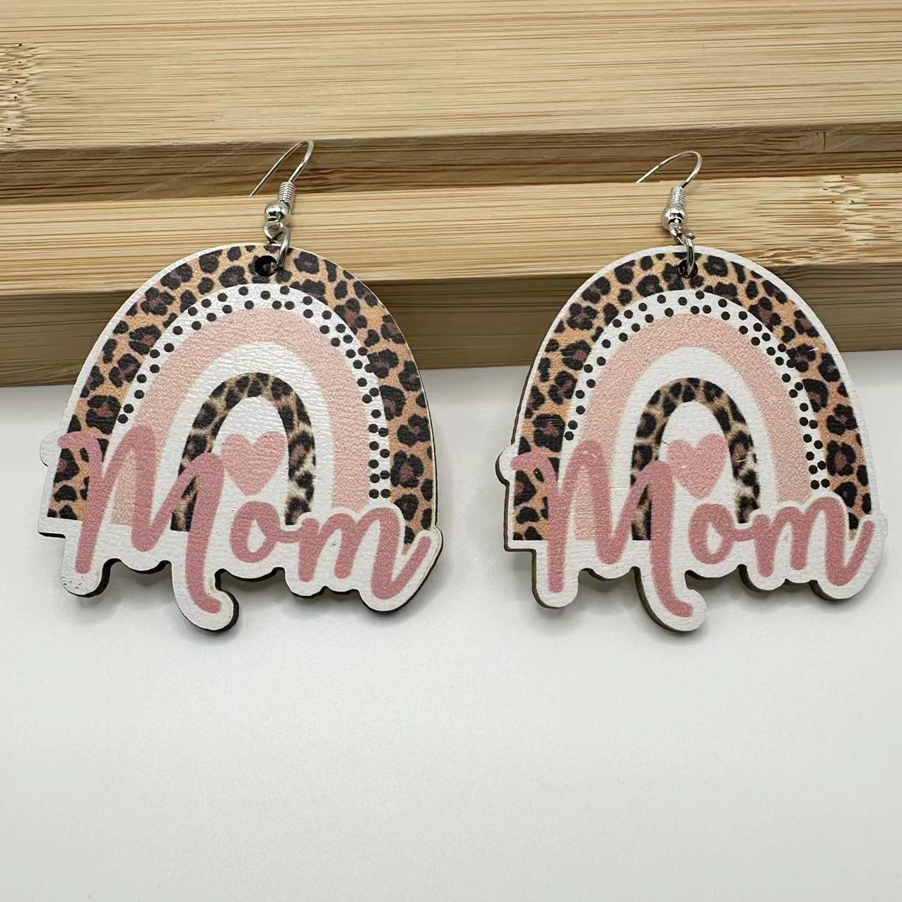 Wholesale Mother' s Day printing sunflower earrings