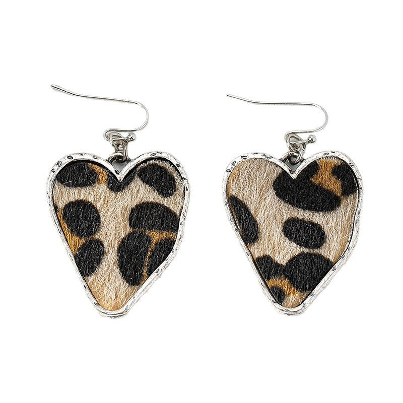 Wholesale leopard silver love eardrop temperament three-dimensional trend niche high-end earrings