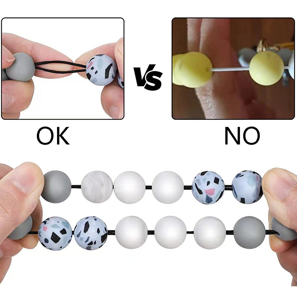 Wholesale Camouflage Silicone Bead Bracelet PU Tassel Keychain