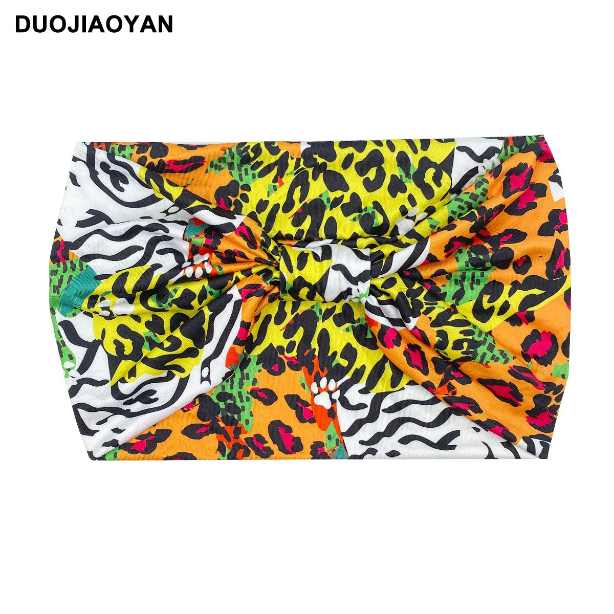 Wholesale Printed Headband Sport Wide Brim Knotted Stretch Bundle Leopard Print Cloth Headband 10pcs