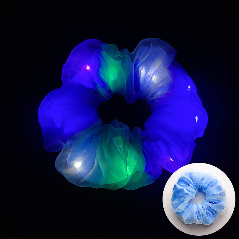 Wholesale Led Luminous Large Intestine Hair Ring DIY Night Light Flower Shiny Fat Intestine Head Rope Nightclub Rubber Band Hair Accessories