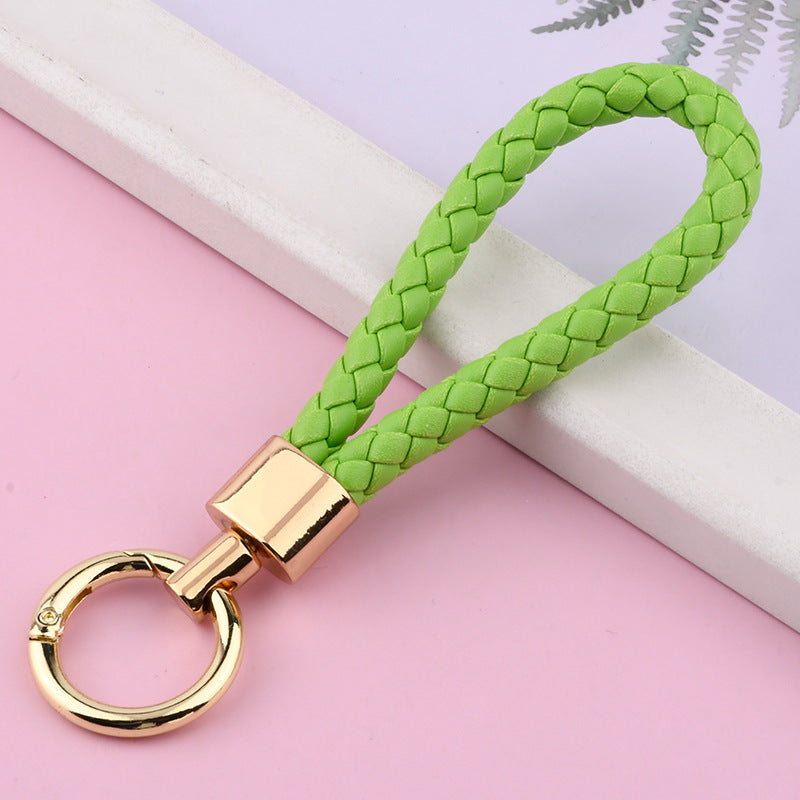 Wholesale PU Leather Woven Lanyard Keychain