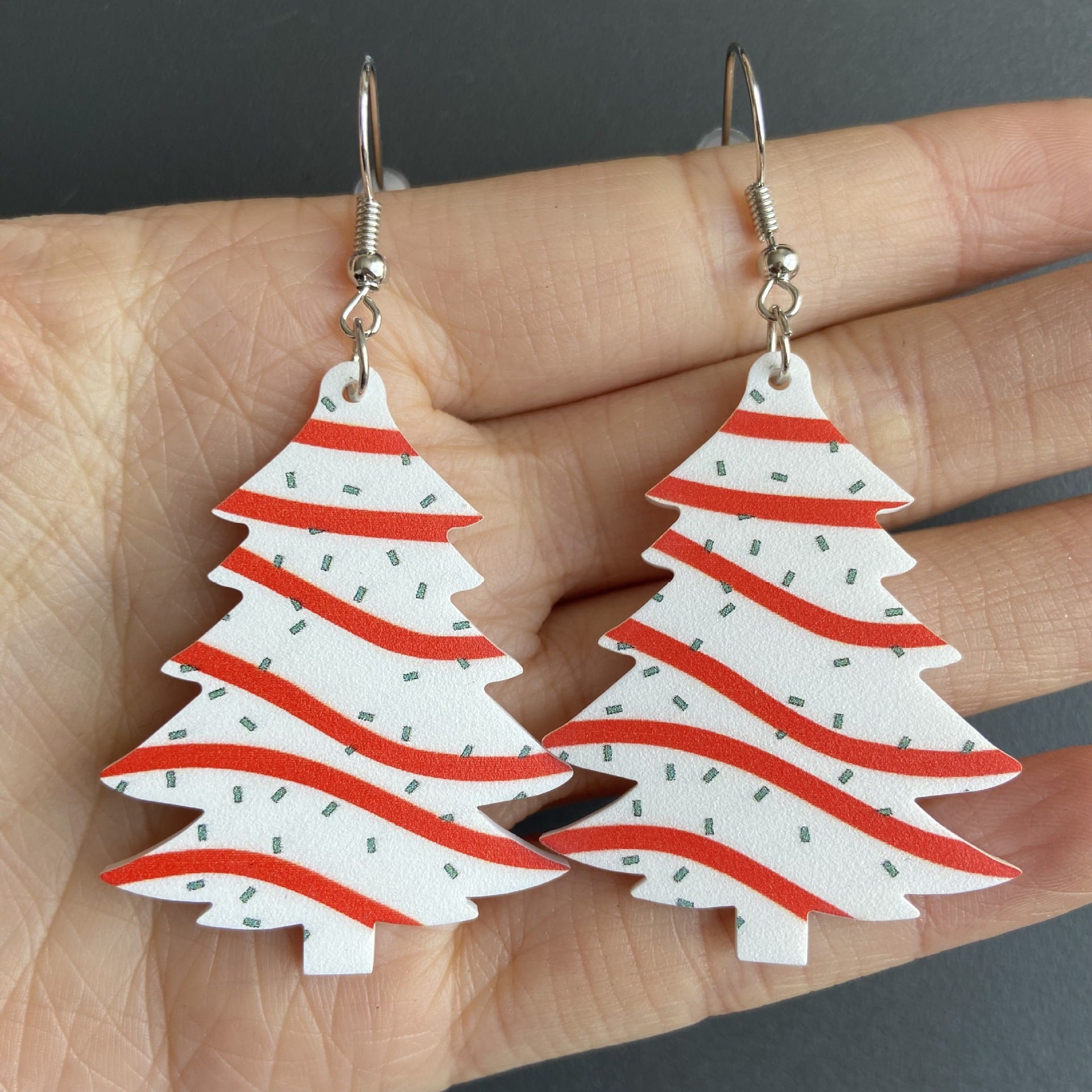Wholesale Handmade Acrylic Christmas Stud Earrings Snowflake Tree Cookie Characters Party Jewelry Accessory