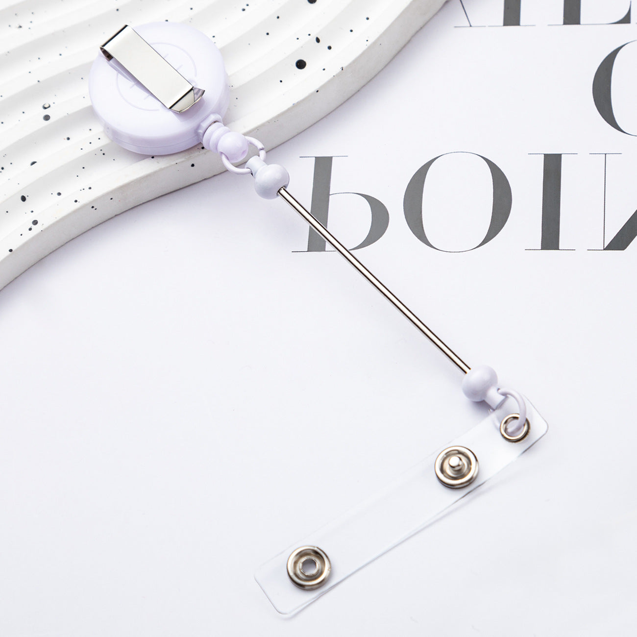 Wholesale Badge Reels DIY Beadable Bar  Retractable Keychain