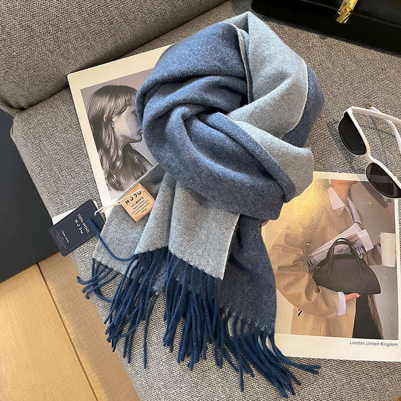 Wholesale Australian 100% Wool Solid Color Simple Double-sided Wool Scarf
