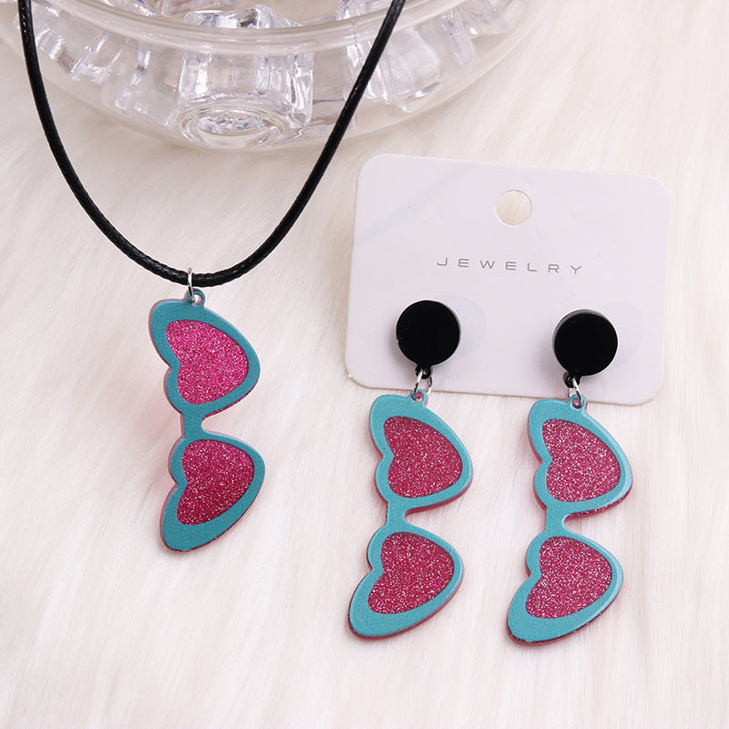 Wholesale Valentine's Day Love Sunglasses Autumn/Winter Simple Personalized Acrylic Set Earrings