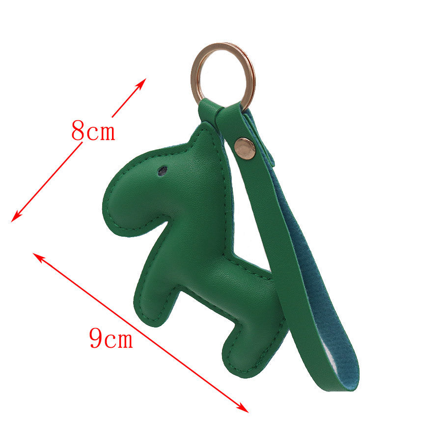 Wholesale of Green Pony PU Leather Keychains