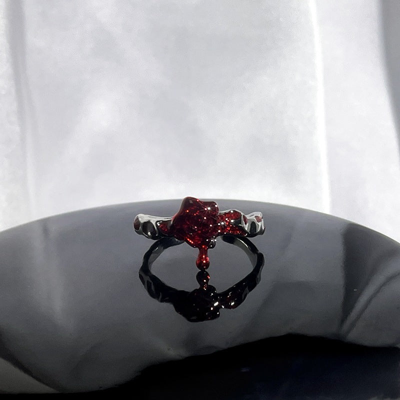 Wholesale Red enamel sweet cool punk cold style ring