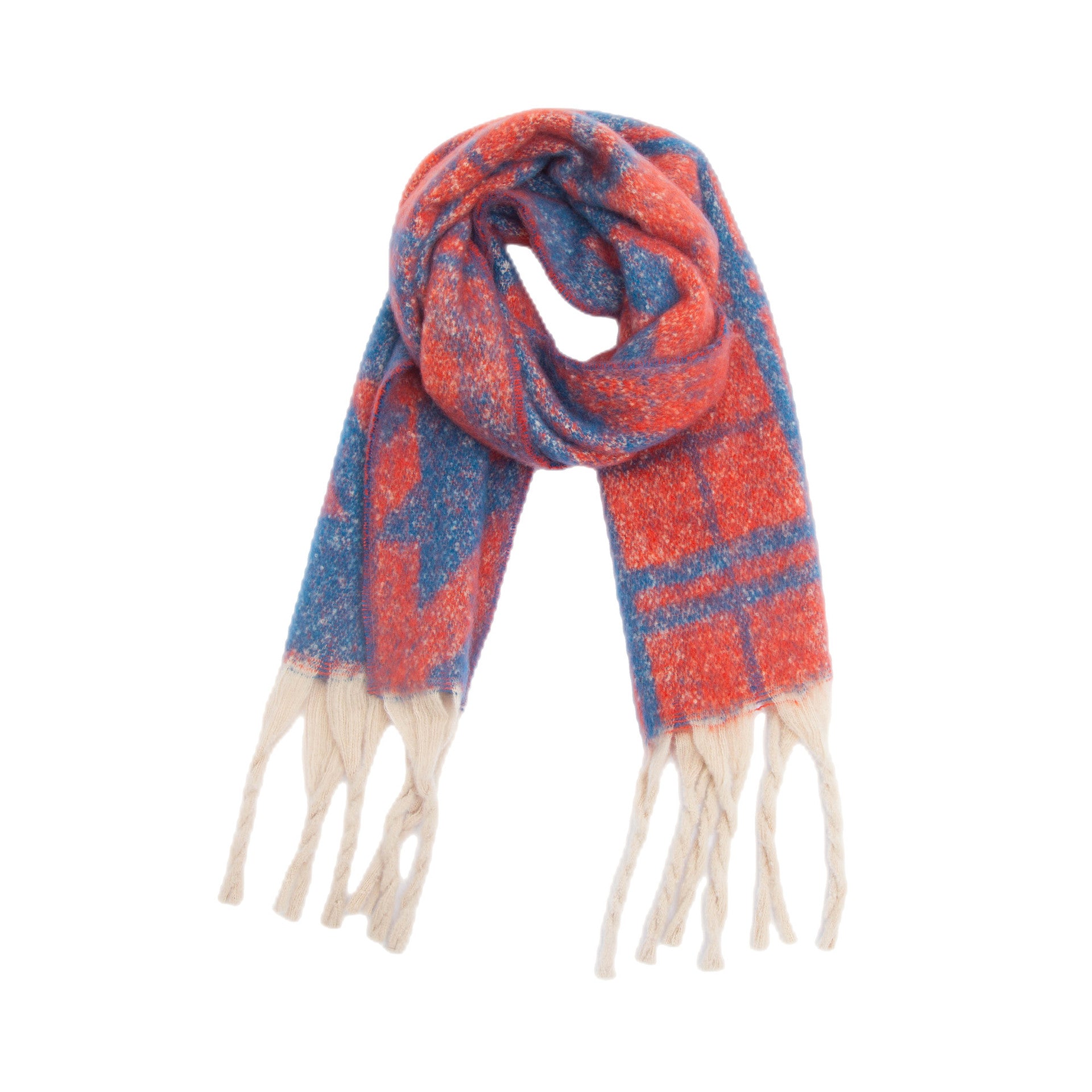 Wholesale Autumn and Winter Bouclé Jacquard Thick Fringed Houndstooth Scarf