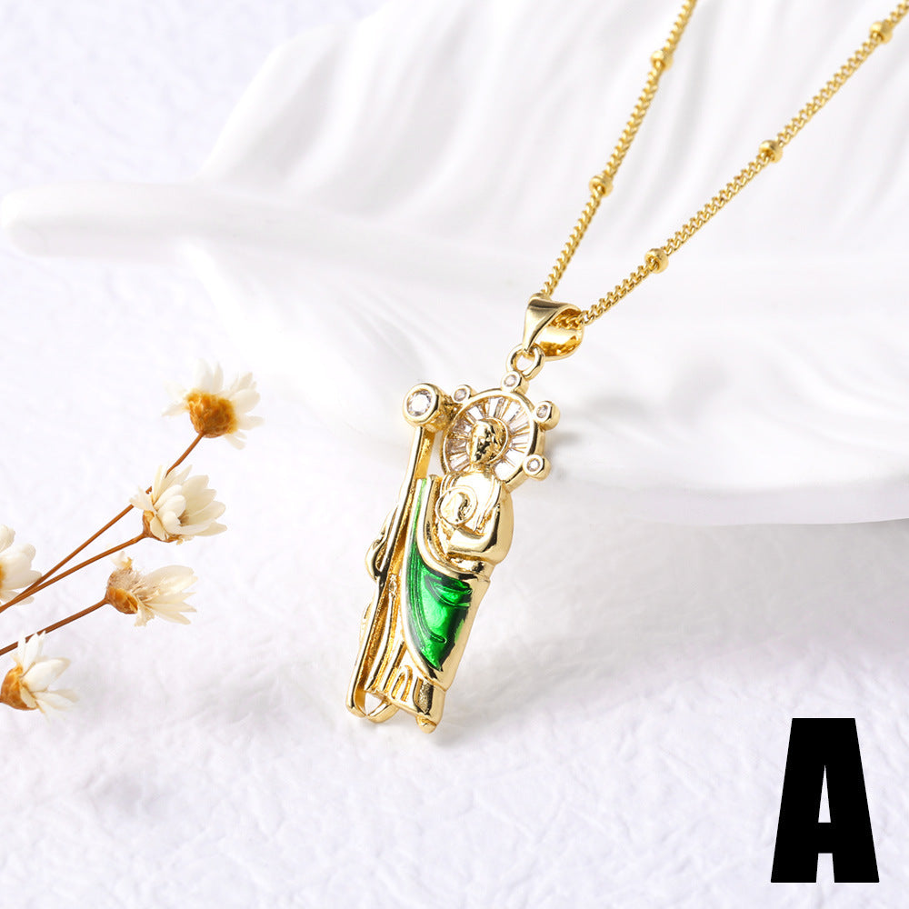 Wholesale Diamond studded portrait  heart necklace