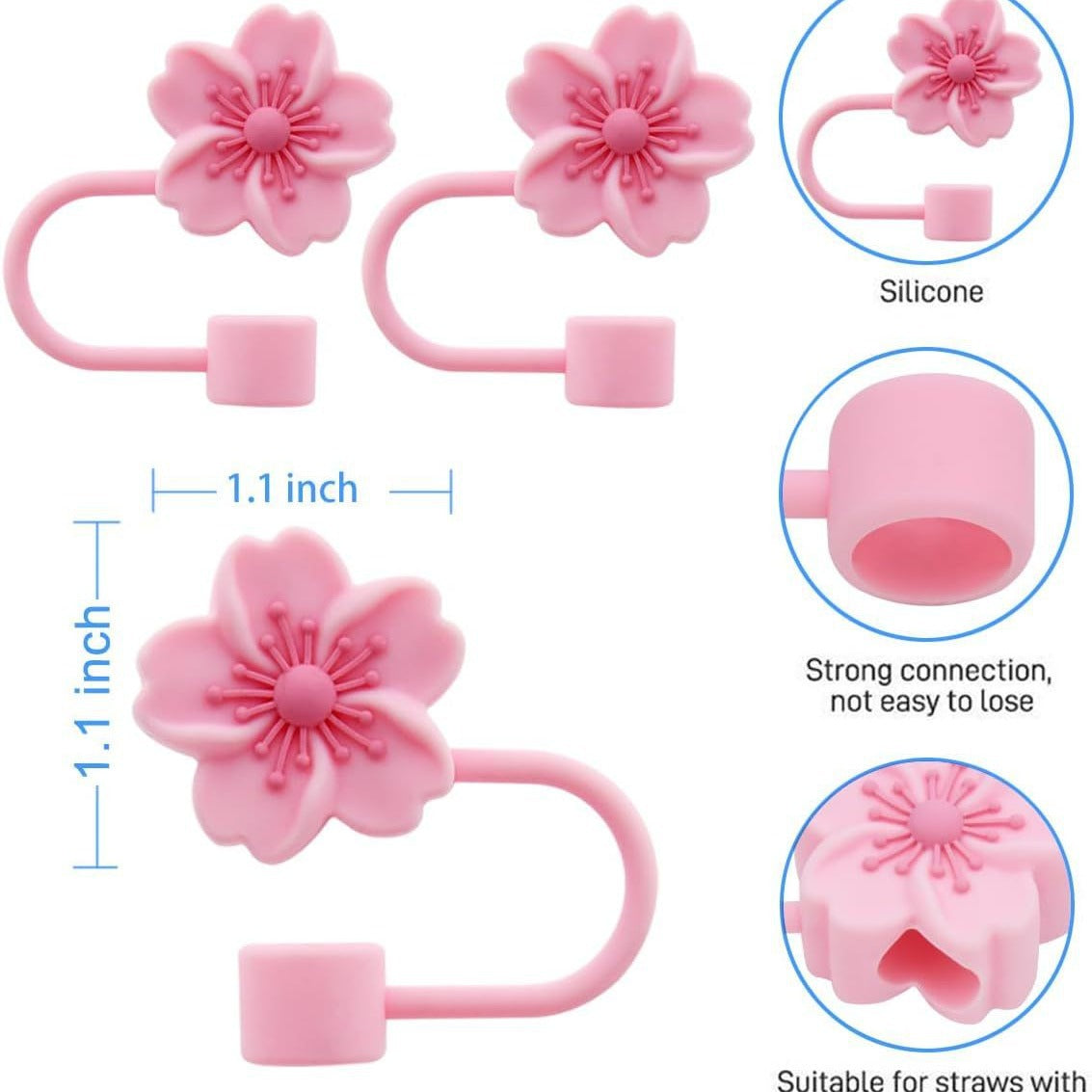 Wholesale 5pcs  Begonia silicone straw cover 10mm reusable straw plug