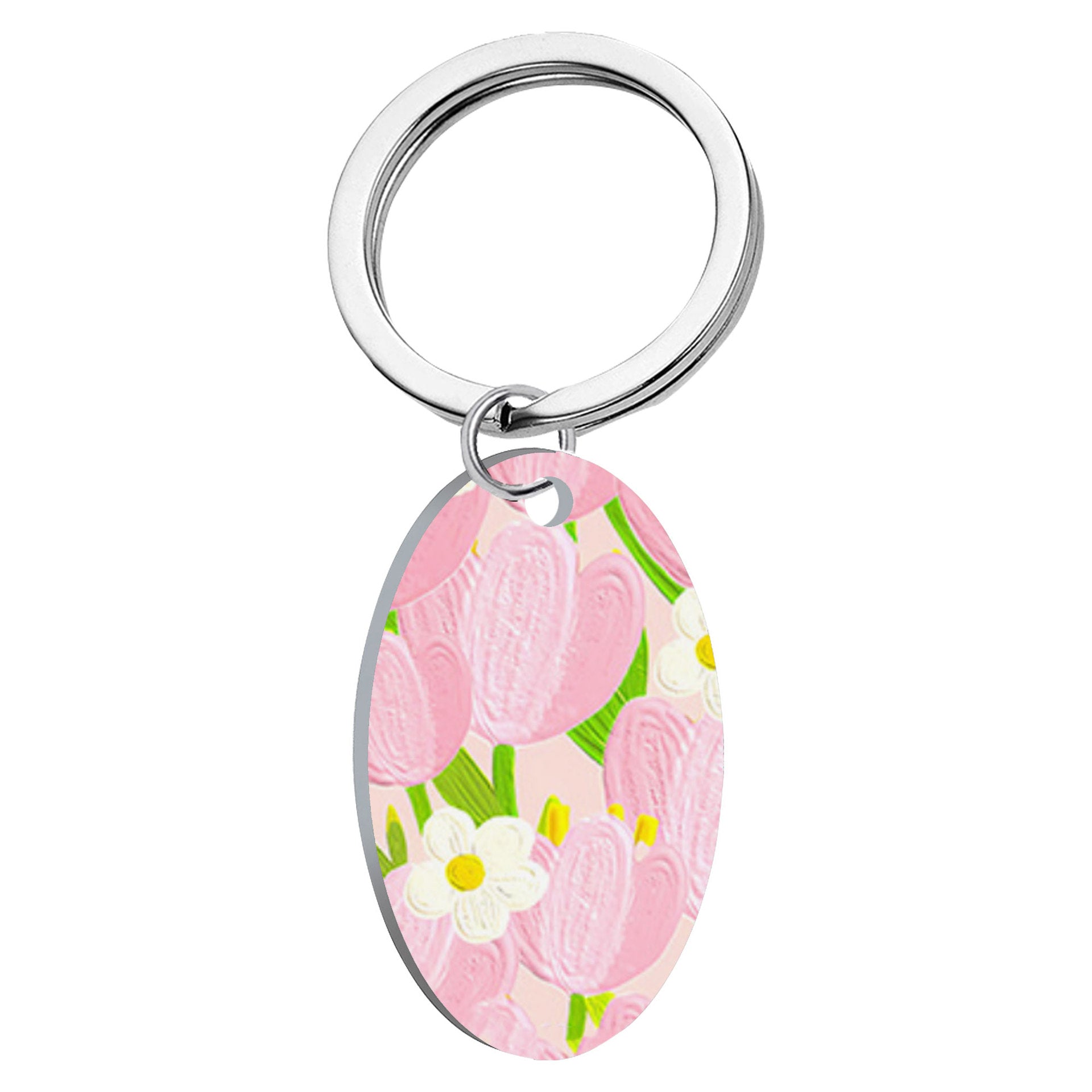 Wholesale Oil Painting Flower Stainless Steel Keychains