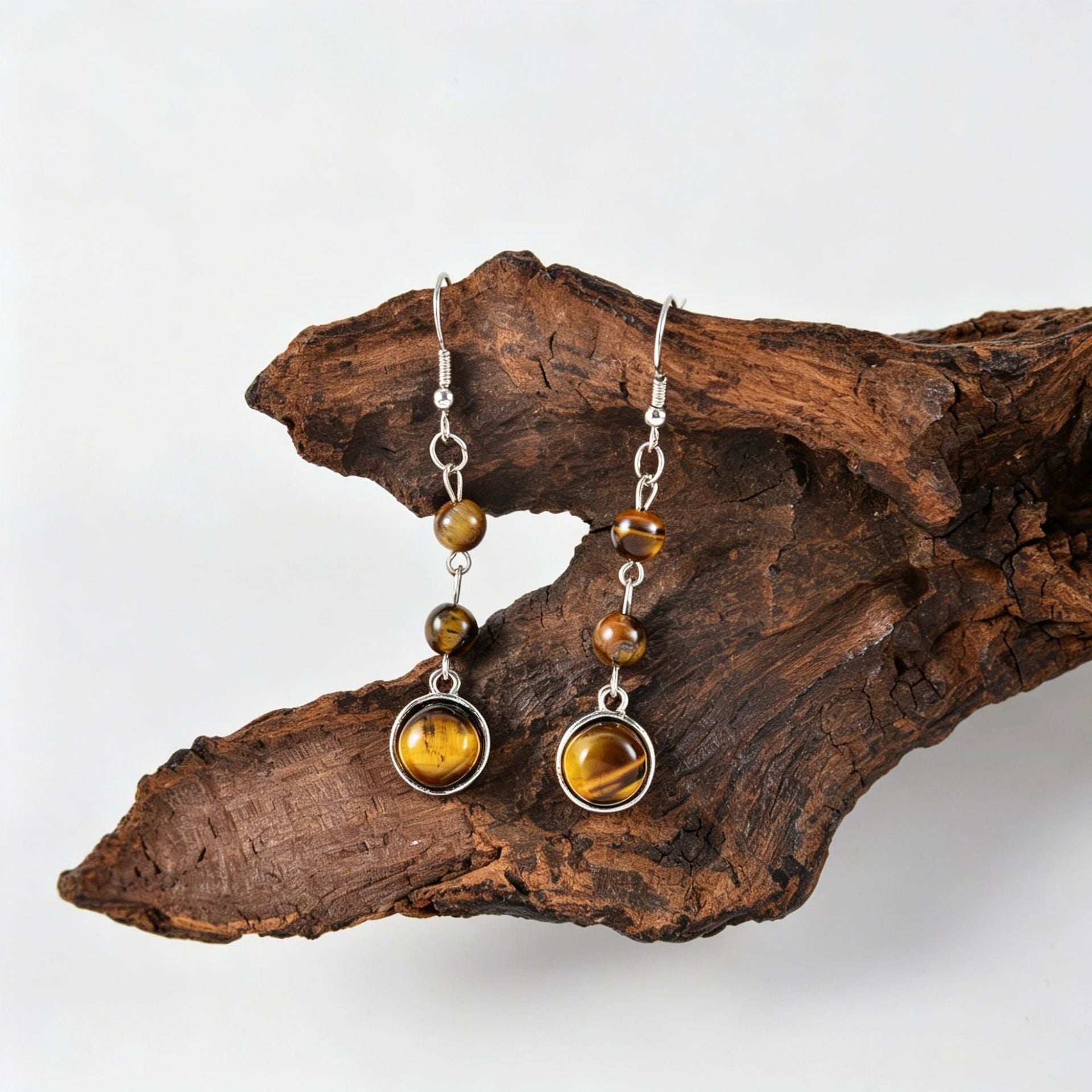 Wholesale Retro Bohemian Tiger Eye Stone Tassel Earrings Beaded Drop Earrings For Women Jewelry Accessory Gift