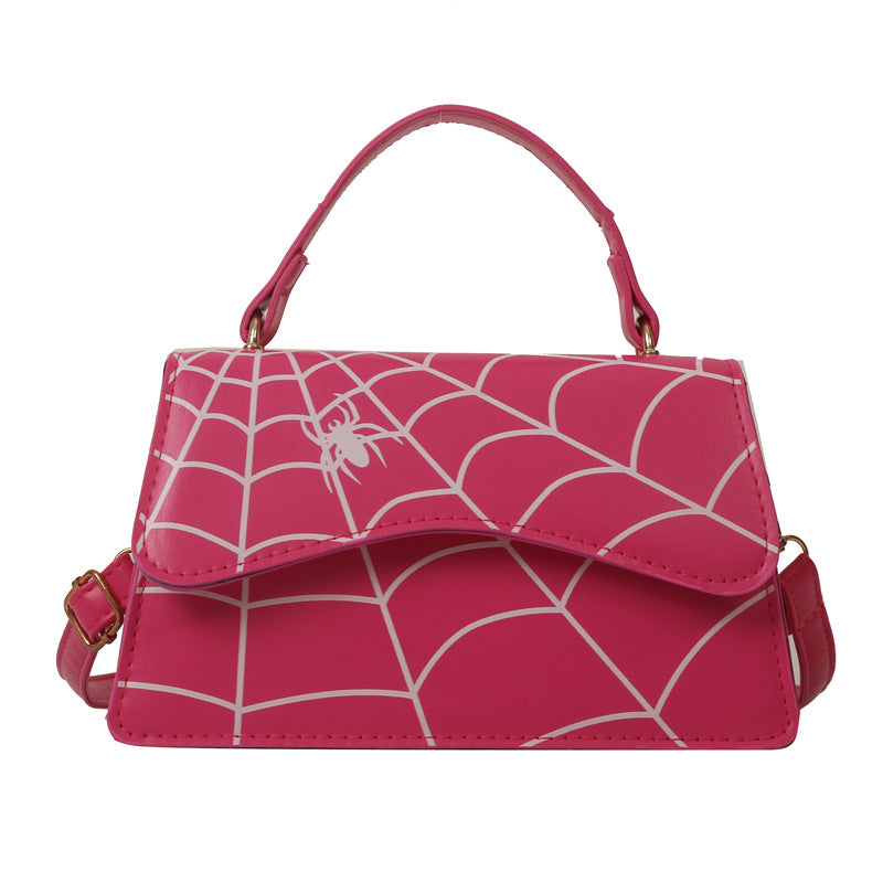 Wholesale Spider Web Print PU Shoulder Crossbody Bag