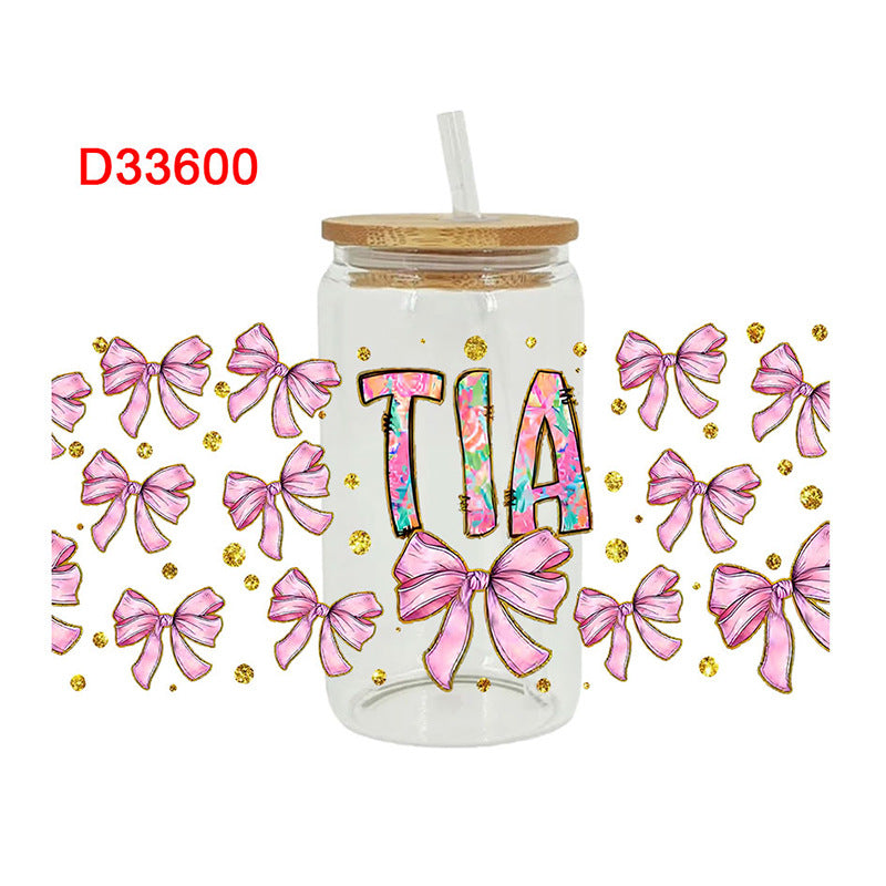 Wholesale Christmas bow 16oz Cup UV DTF Wraps