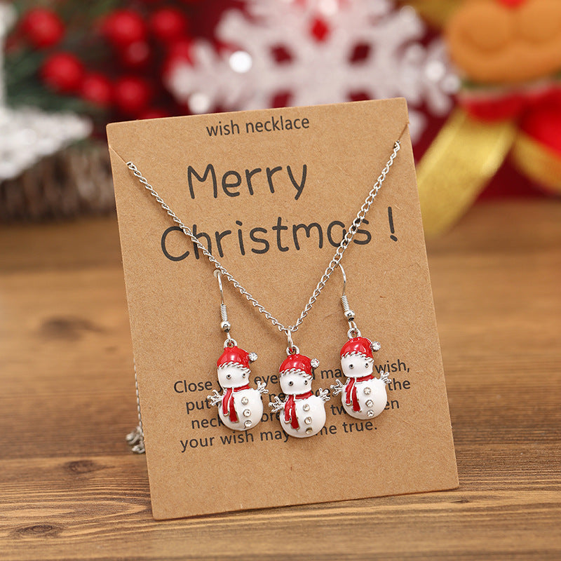 Wholesale Cartoon oil dripping colorful Saint Snowman 2-piece set Simple retro earrings