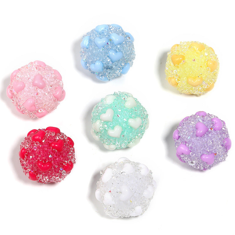 Wholesale 20pcs  Sparkling rhinestone sugar heart full of rhinestone Acrylic Beads