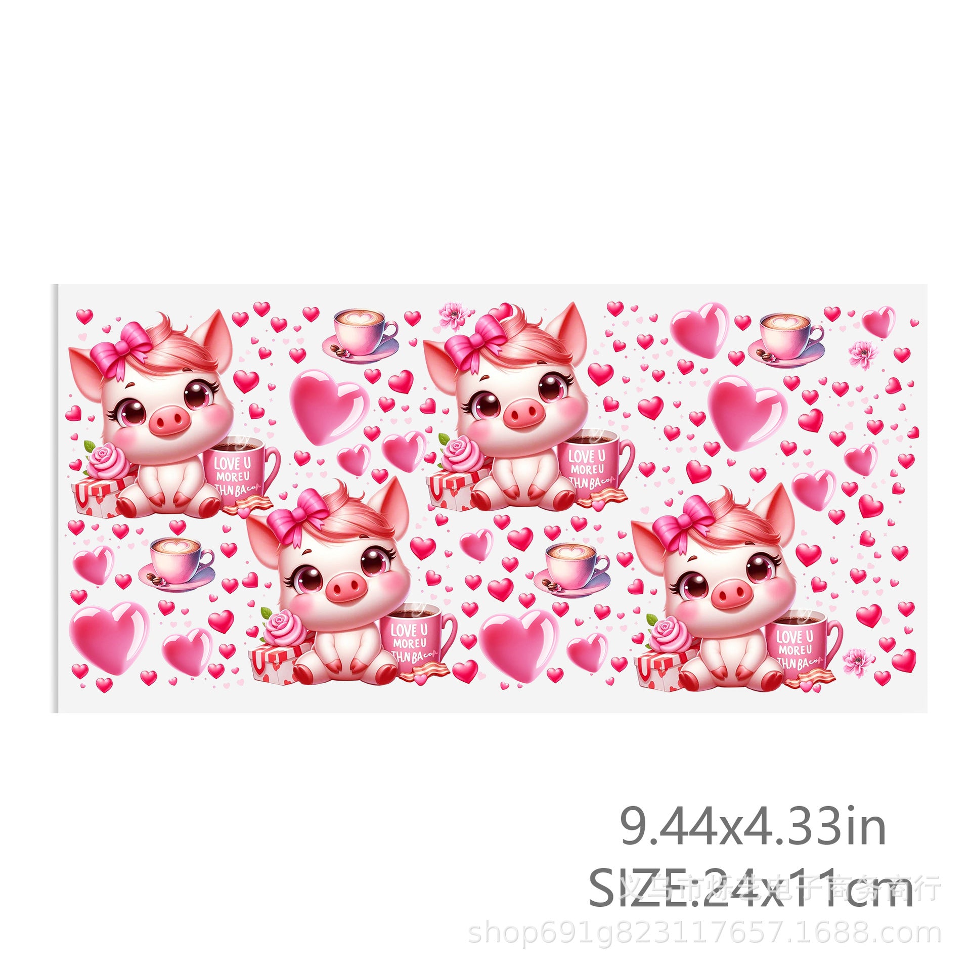 Wholesale Dog Love Valentine' s Day 16oz Cup UV DTF Wraps