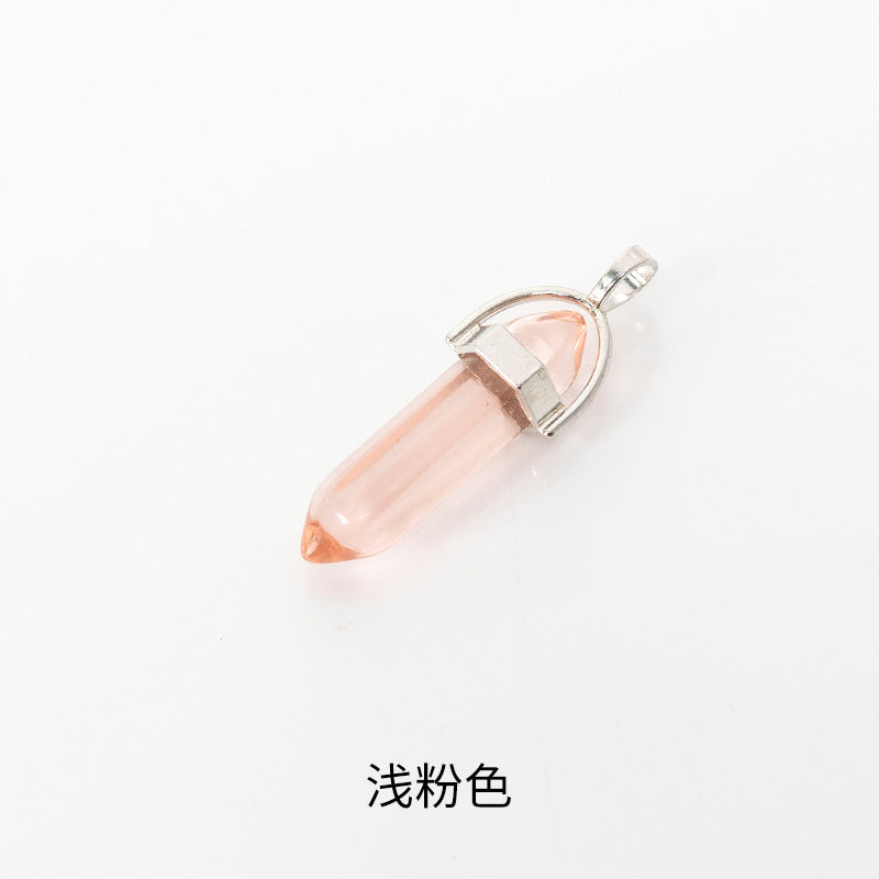 Wholesale Fashion Hexagonal Column Diamond Bullet Pendant Accessories Glass Pendant Glass Necklace Jewelry