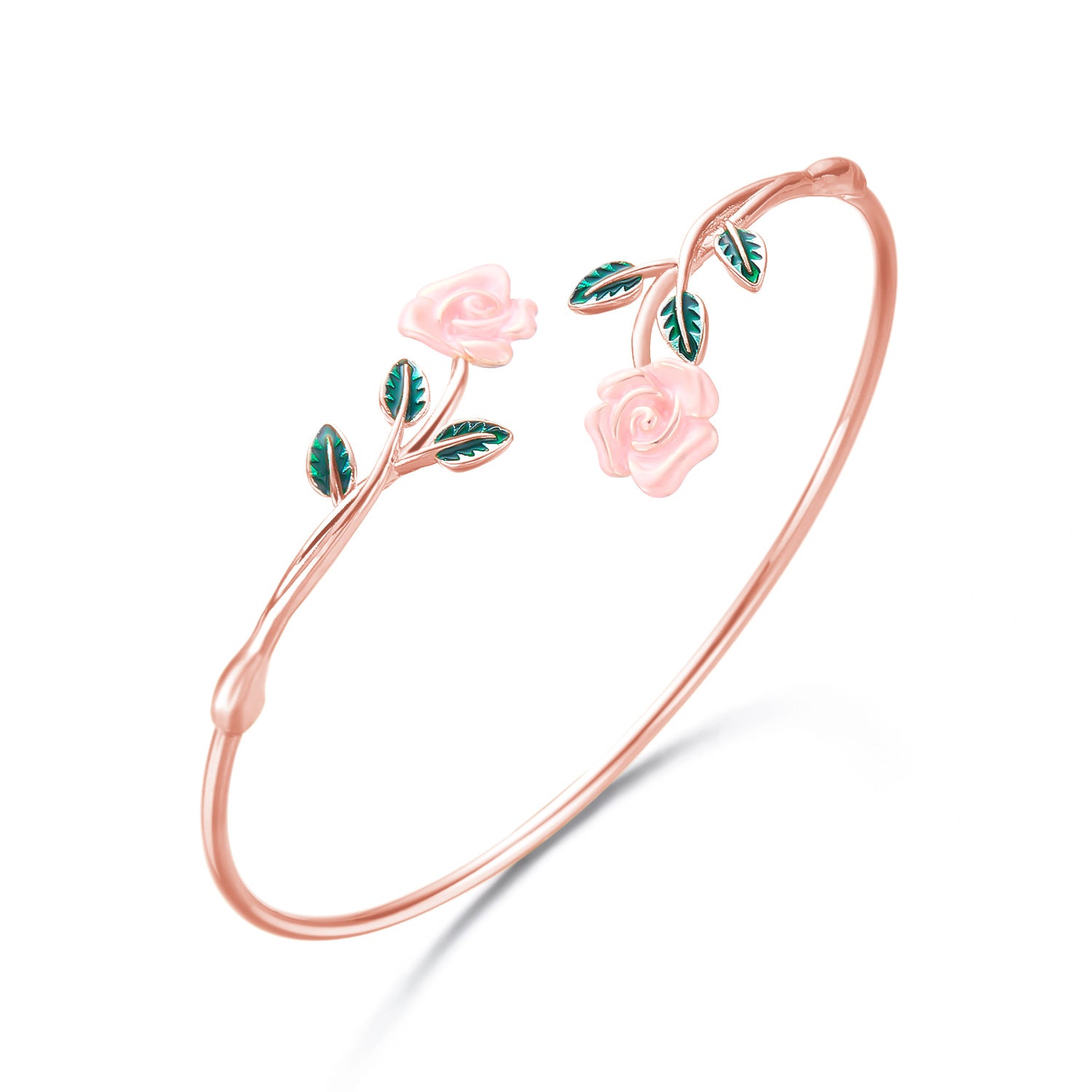 Wholesale Alloy Oil Drop Rose Open Bracelet Ring Set