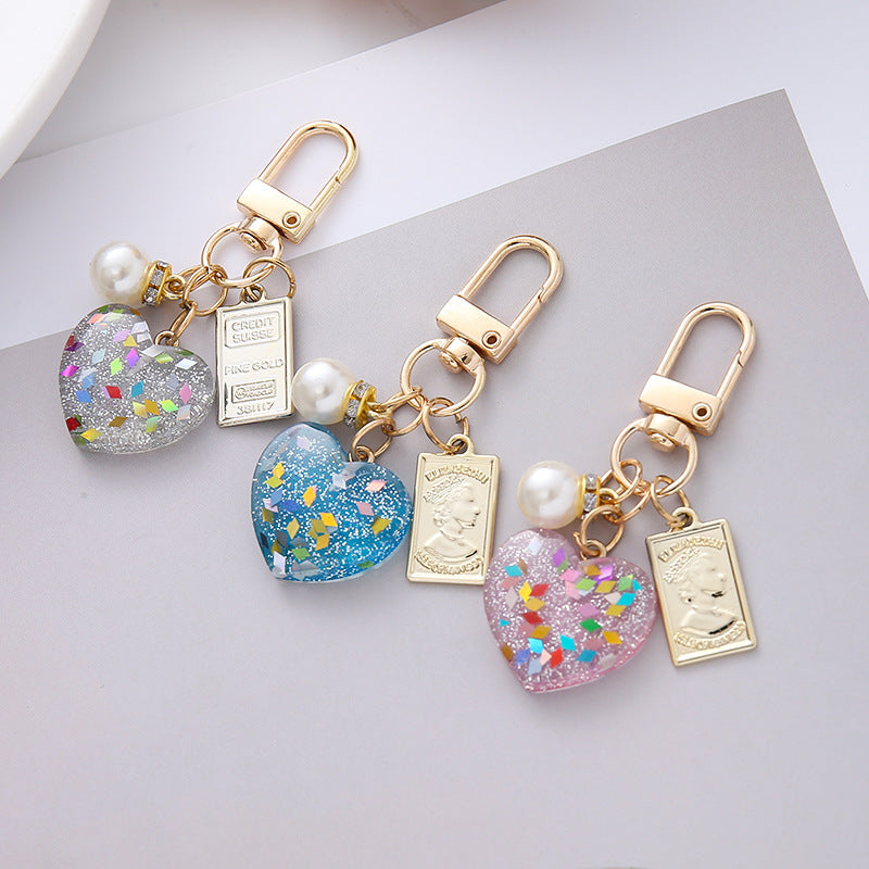 Wholesale Pearl Love Broken Color Keychain