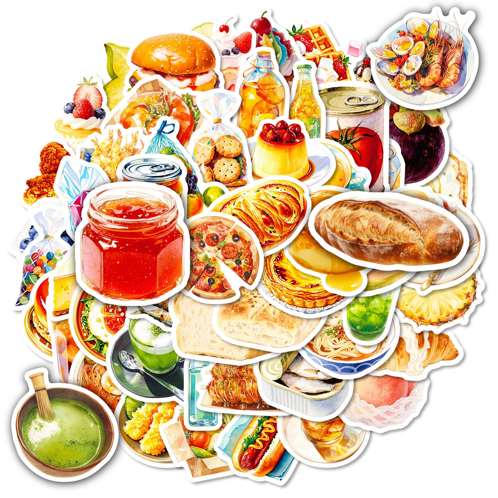 Wholesale 55pcs Realistic Delicious Food Waterproof Vinyl Stickers
