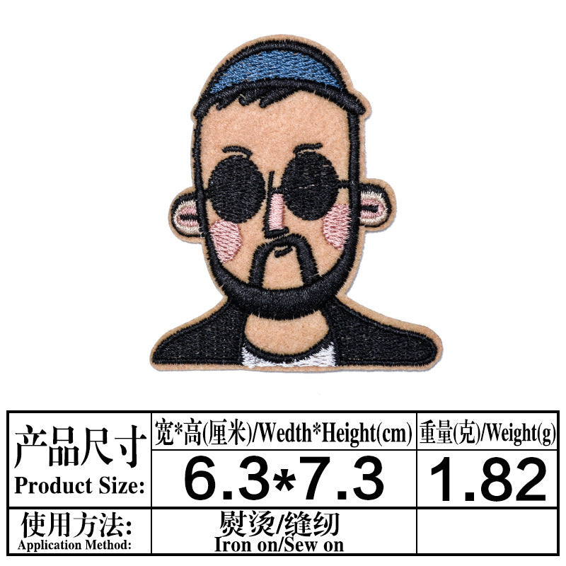 Wholesale 6 Pack Embroidered Face Patch Stylish Cloth Sew On Badge For Clothing DIY Fashion Accessory Everyday Gift Boutique Resale