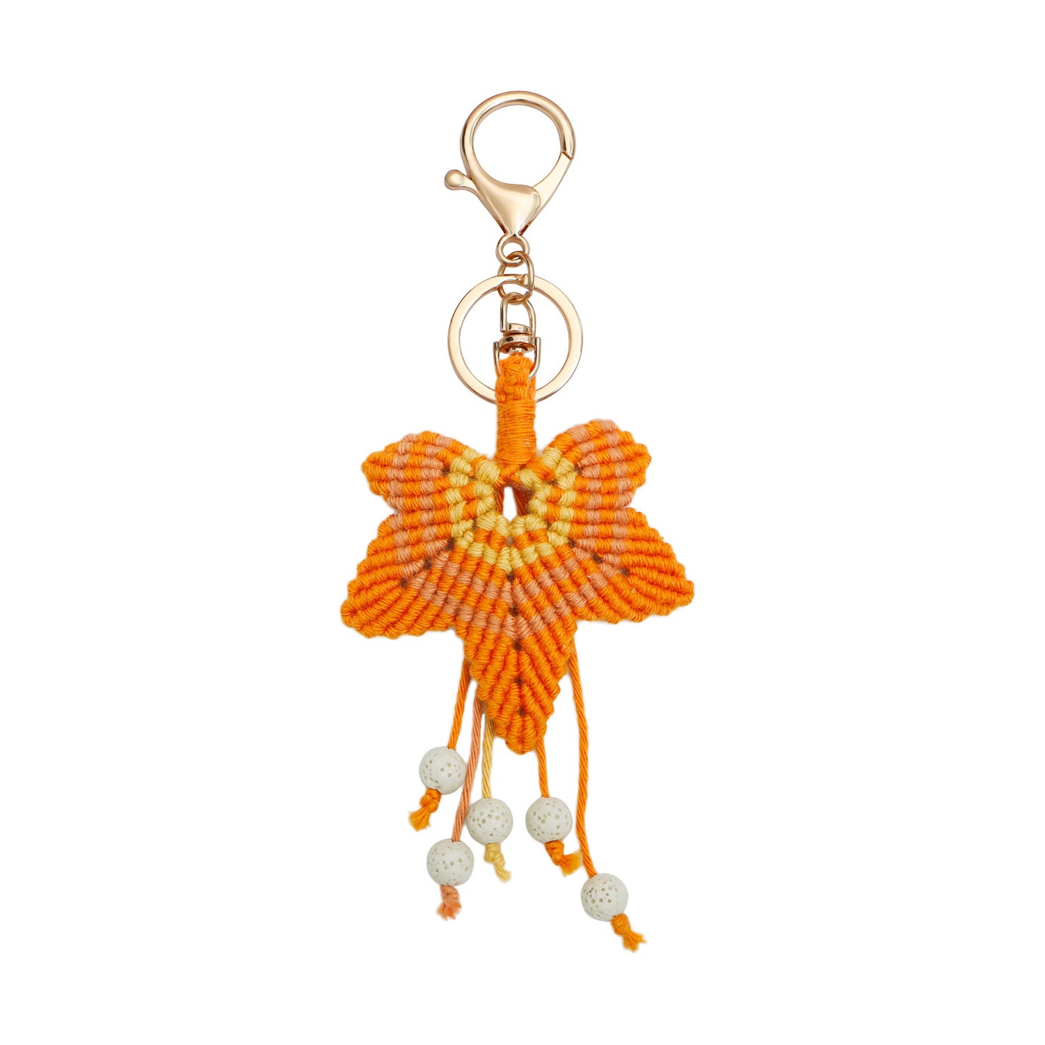 Wholesale Maple Leaf Bag Pendant Thanksgiving Bohemian Leaf Hand Braided Alloy Keychain