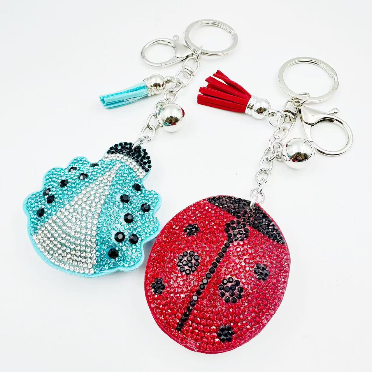 Wholesale Creative cartoon velvet rhinestone carapace ladybug Cute Keychain