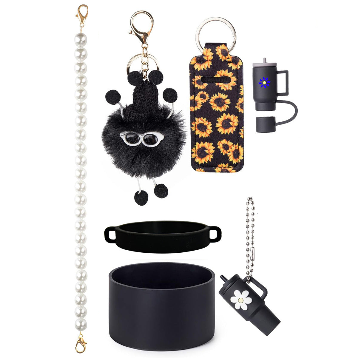 Wholesale Cup cover straw cap keychain plush elf cup accessories