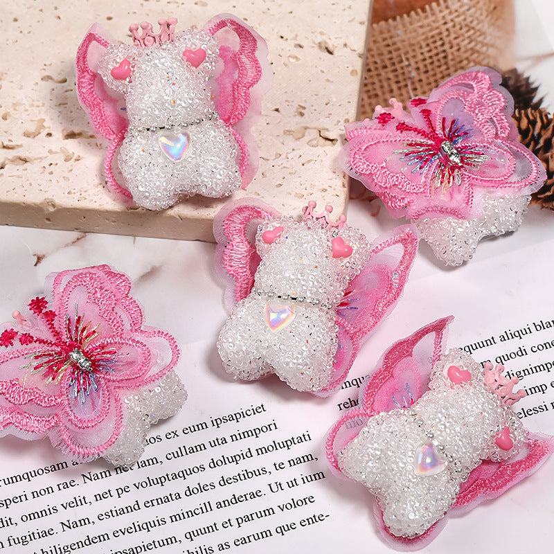 Wholesale 5pcs/pack beaded accessories wings bear sugar beads full diamond beads