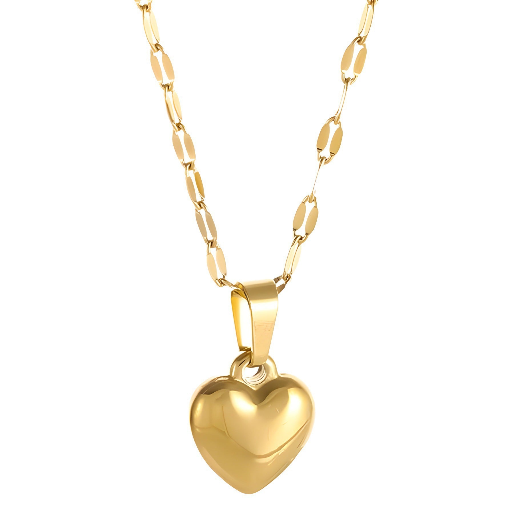 Wholesale Gold Plated Titanium Steel Heart Shaped Necklace And Earrings Set For Everyday Fashion Wear
