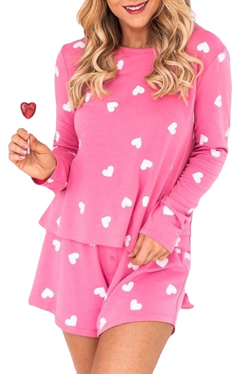 Wholesale Valentine's Day Heart Print Casual Suit