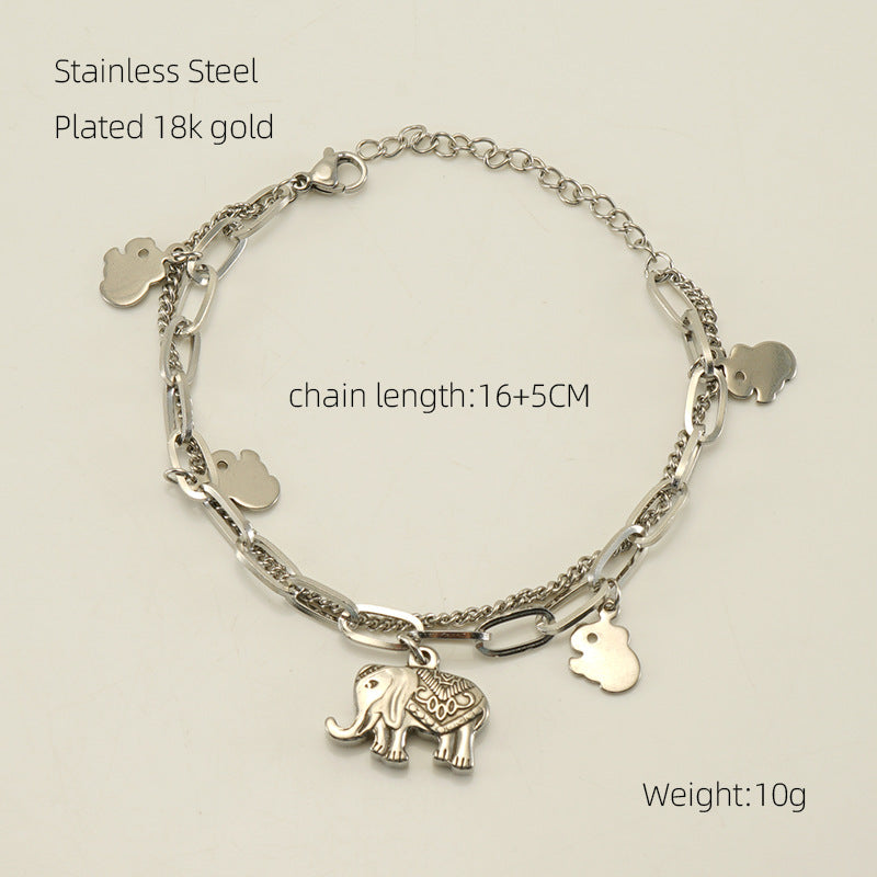 Wholesale Double Layer Titanium Steel Heart Shape 18K Multi-Layer Rose Bracelet