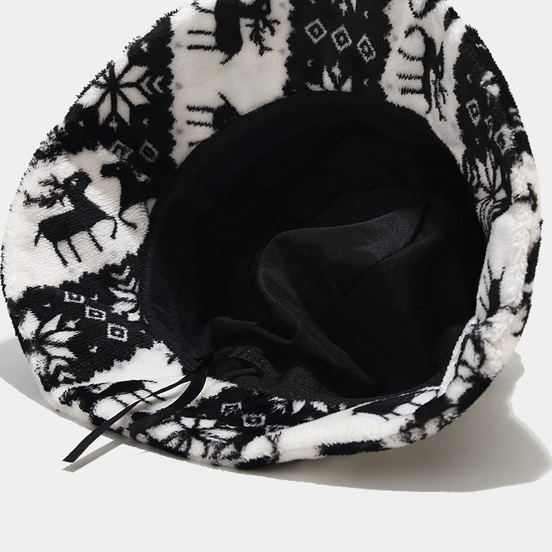 Wholesale Cotton Christmas Deer Pattern Bucket Hat