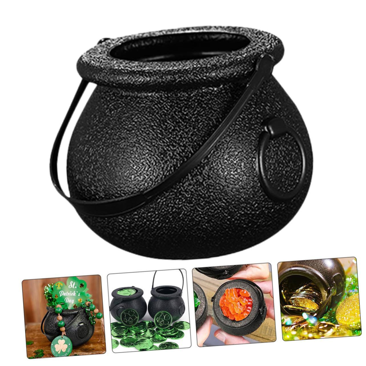Wholesale Halloween Children's Portable Bucket Black Candy Jar Prom Decorative Ornaments Decorative Props Witch Jar