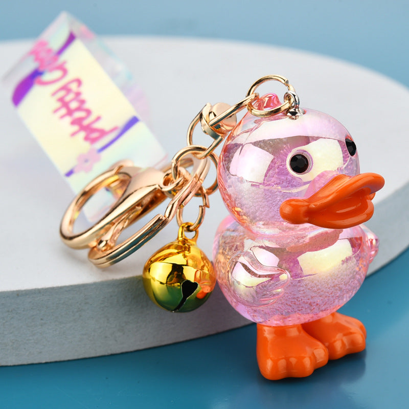 Wholesale Acrylic Fantasy Duck Print Fantasy Leather Rope Keychain