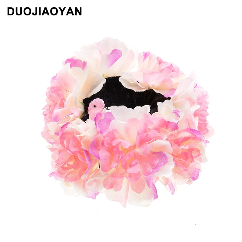Wholesale spring and summer simulation fabric flower elastic Bohemian hydrangea holiday head rope