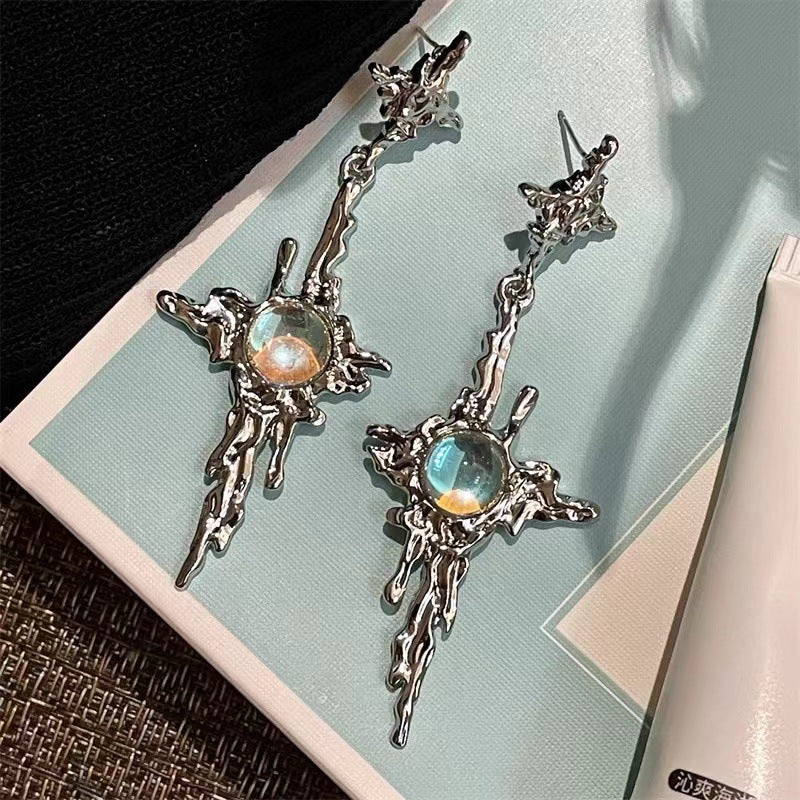 Wholesale Cross Moonstone Star Earrings