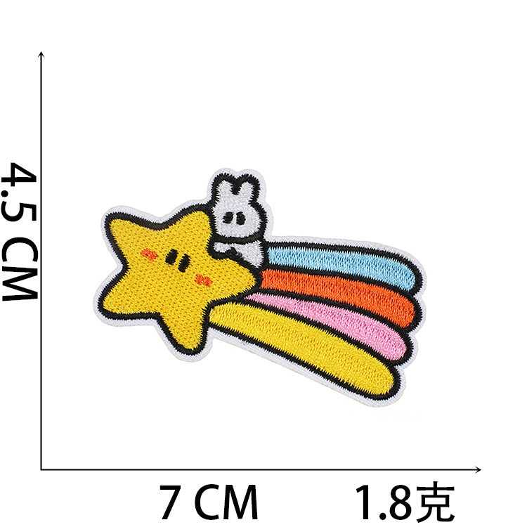 Wholesale Stupid Space Rabbit Embroidery Cloth Sticker Clothes Decoration Patch Spaceship Rabbit Computer Embroidery Sticker Ironing Chapter
