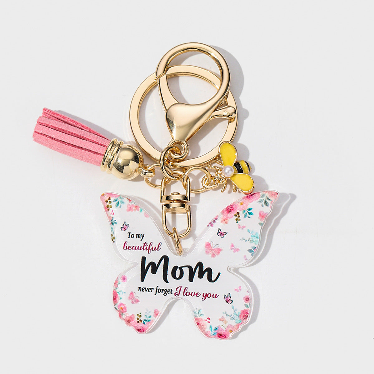 Wholesale Butterfly Shape Acrylic MOM Pendant Key Chain