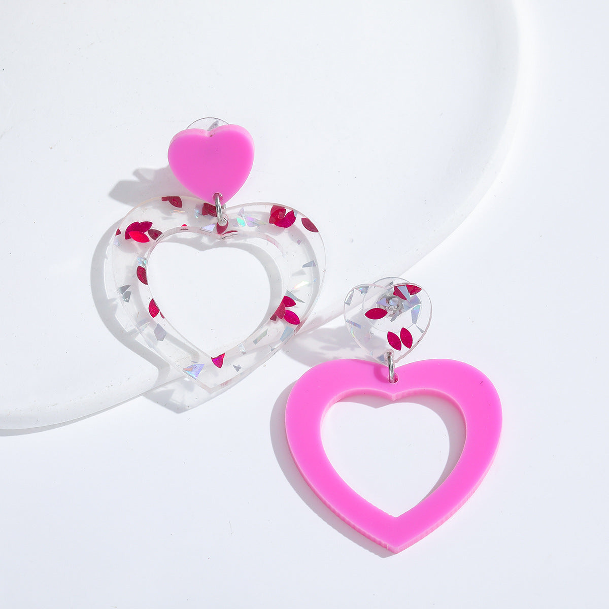 Wholesale Valentine' s Day Earrings Heart-Shaped Mirror Acrylic Earring