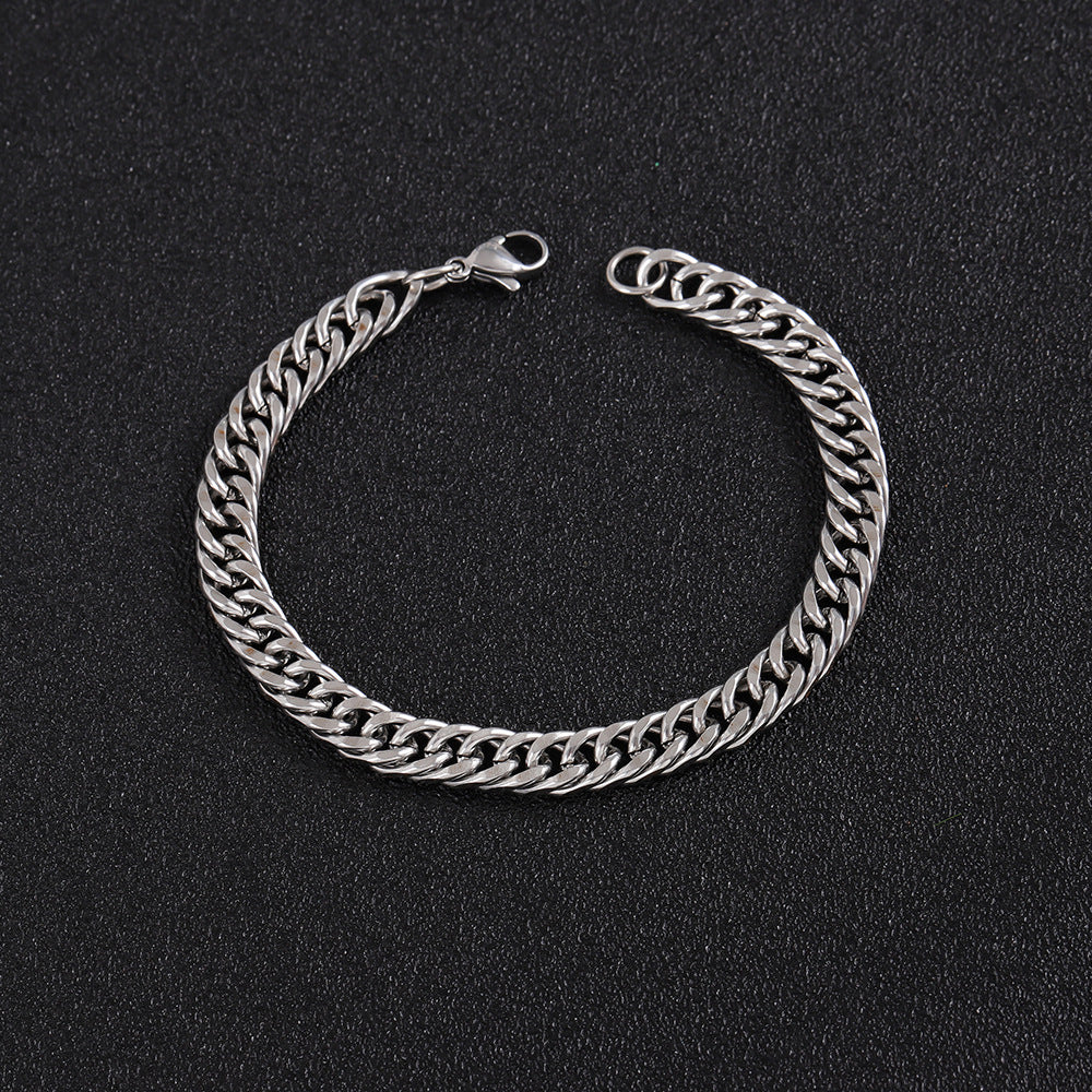 Wholesale Double Woven Four Sided Grinding Titanium Steel Personalized Trendy Hip Hop Bracelet