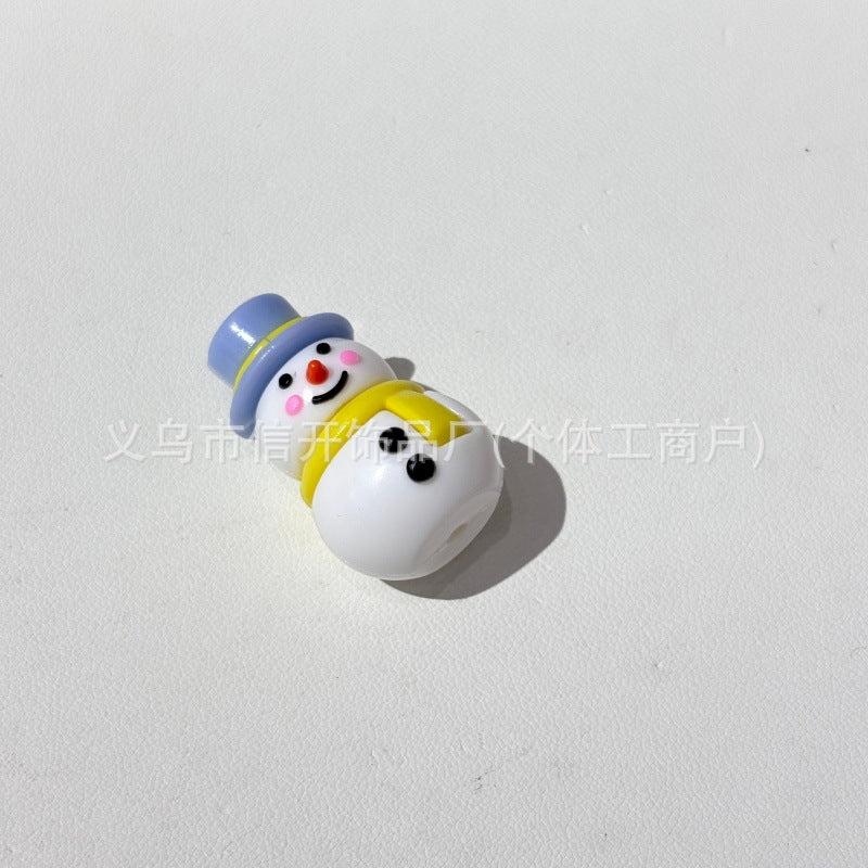 Wholesale  Random 100pcs/pack Perforated Soft Rubber Cartoon Snowman Hat Beads  3D Focal Beads