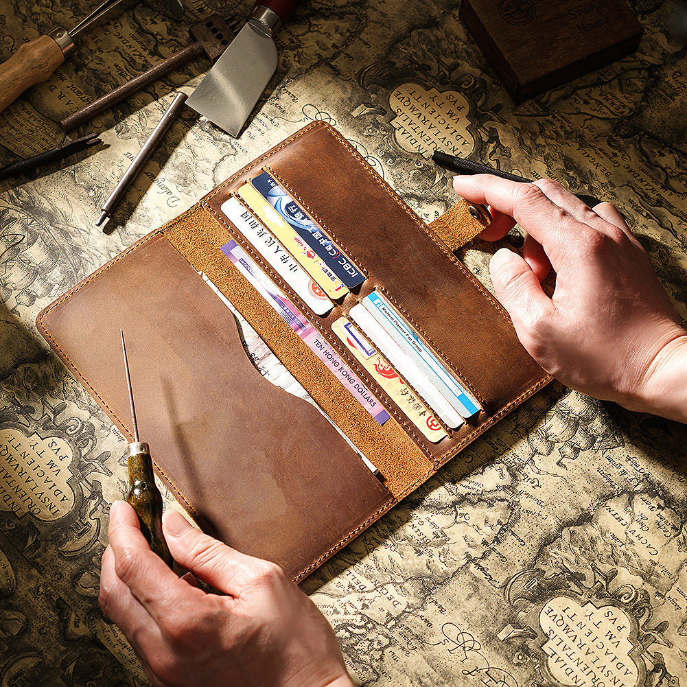 Wholesale Crazy Horse Leather Half Fold Pure First Layer Cowhide Vintage Wallet