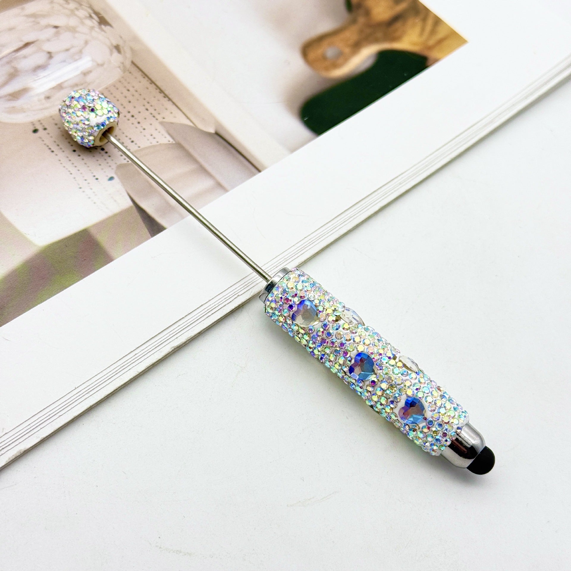 Wholesale DIY colorful full diamond touch screen pen pure handmade love bead pen