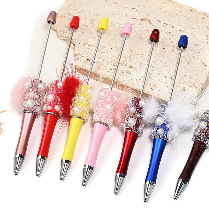 Wholesale 5pcs Creative Pearl Ball DIY Bead Sparkling Bubble Ball Spinning Ballpoint Pen